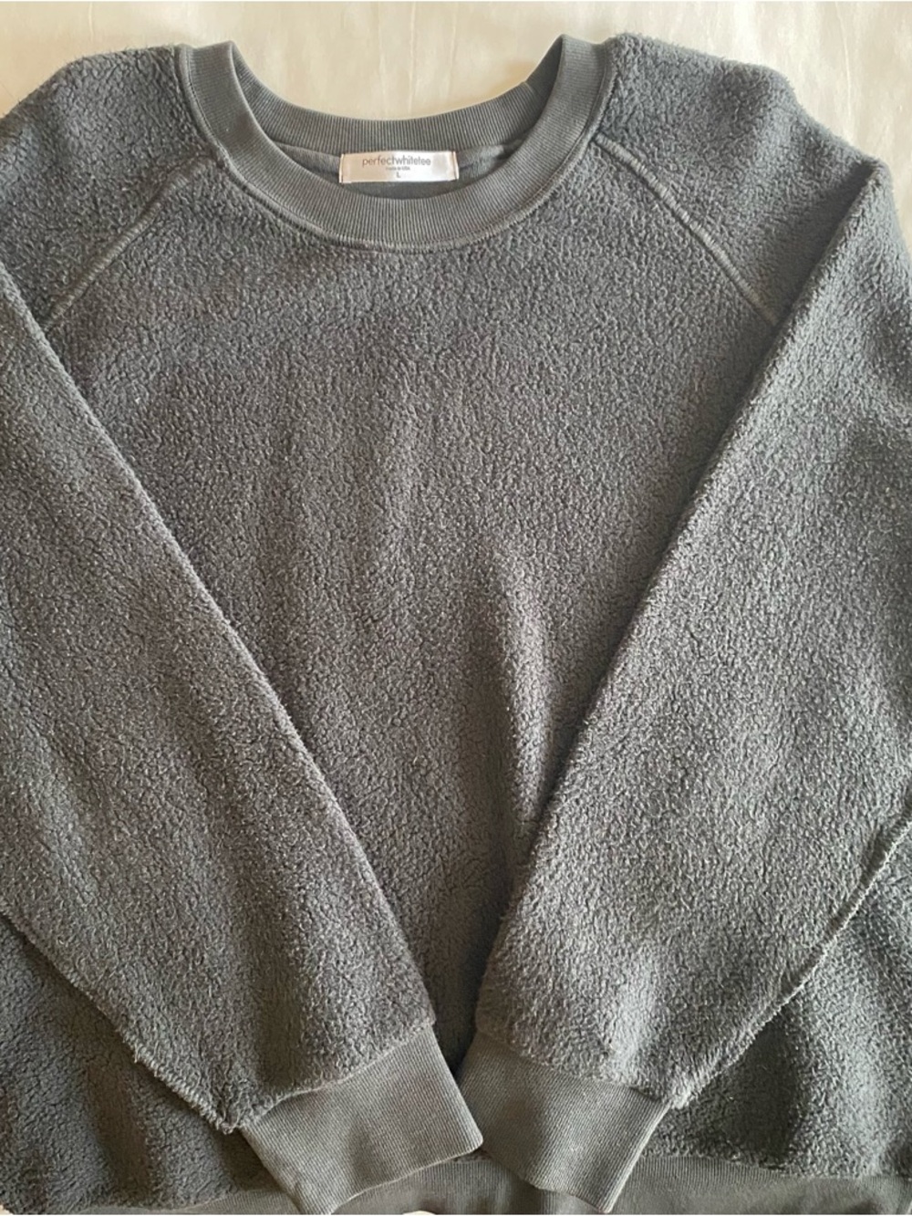 perfectwhitetee Gray Textured Crewneck Sweatshirt